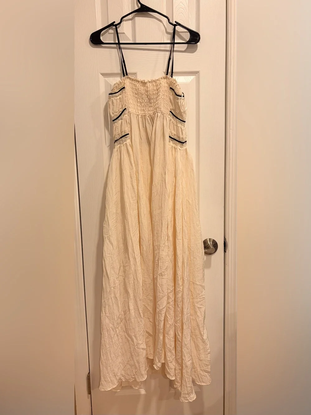 FREE PEOPLE Intimately - Pretty Please Maxi Slip Cream Black Size Small